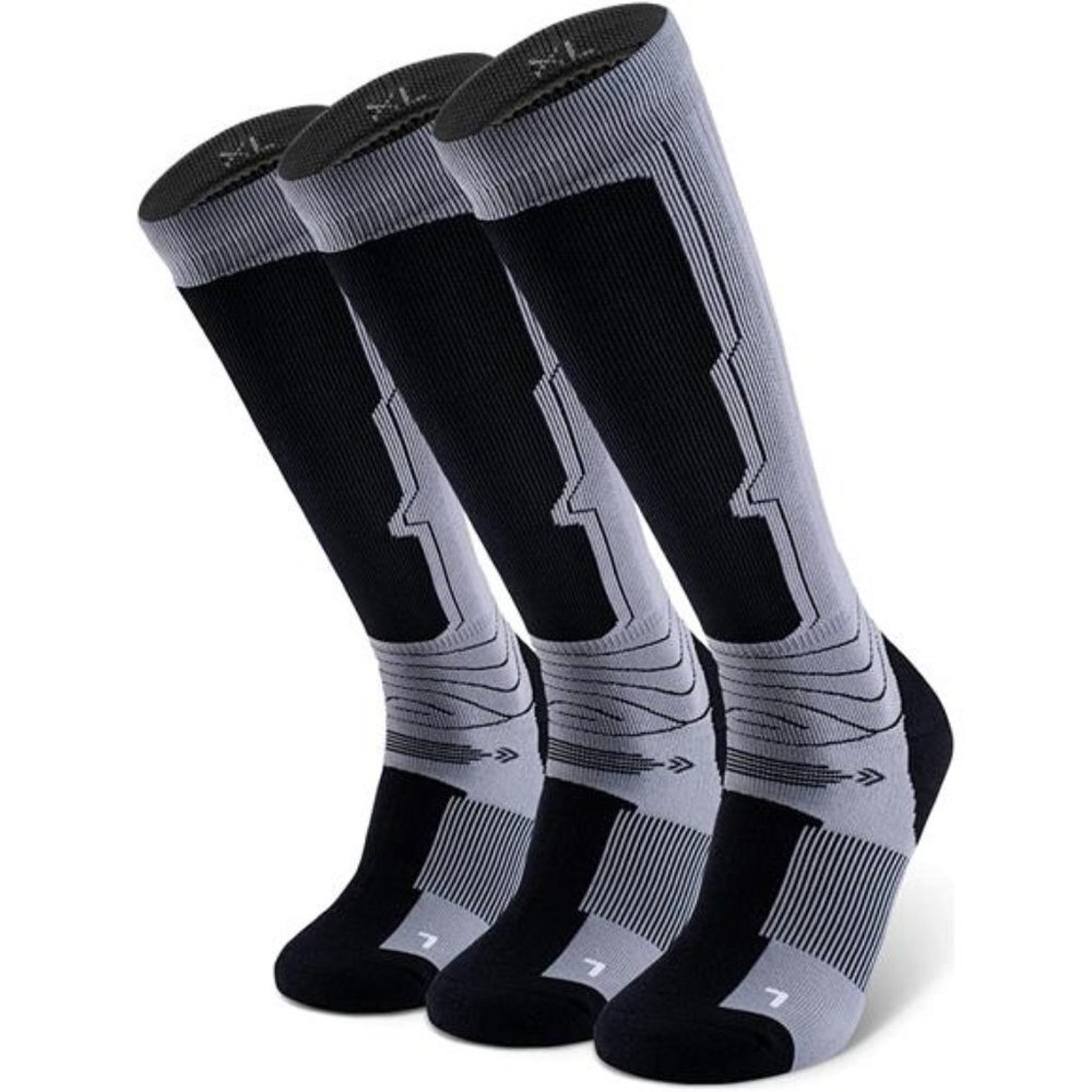 3 Pack Merino Wool Ski Socks for Skiing Winter Thermal Socks, Gray